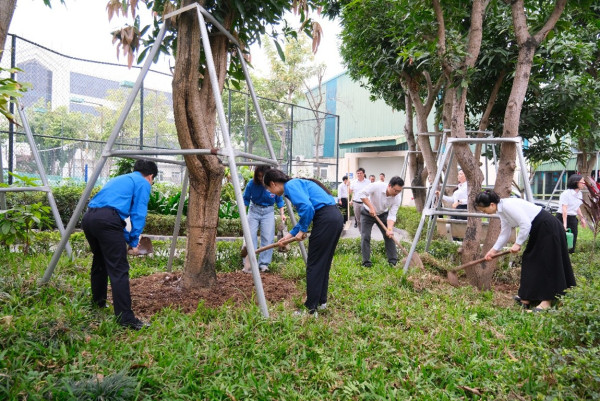 Công ty TNHH MTV Thí nghiệm điện miền Bắc chăm sóc cây xanh, hưởng ứng phong trào Tết trồng cây “Đời đời nhớ ơn Bác Hồ”.
