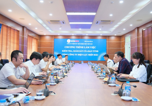 Ban Thanh tra nhân dân của Tổng Công ty Điện lực miền Bắc kiểm tra, giám sát tại Công ty TNHH MTV Thí nghiệm điện miền Bắc.